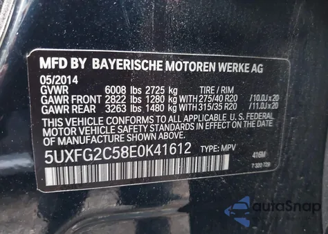 2014 BMW X6 xDrive35I из США, поврежденный, VIN 5UXFG2C58E0K41612